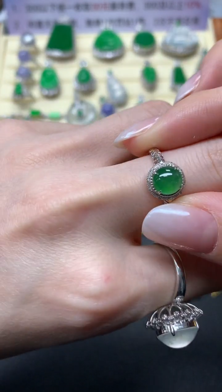 【闪购商品】翡翠戒指18K金镶嵌戒指|1980+198
