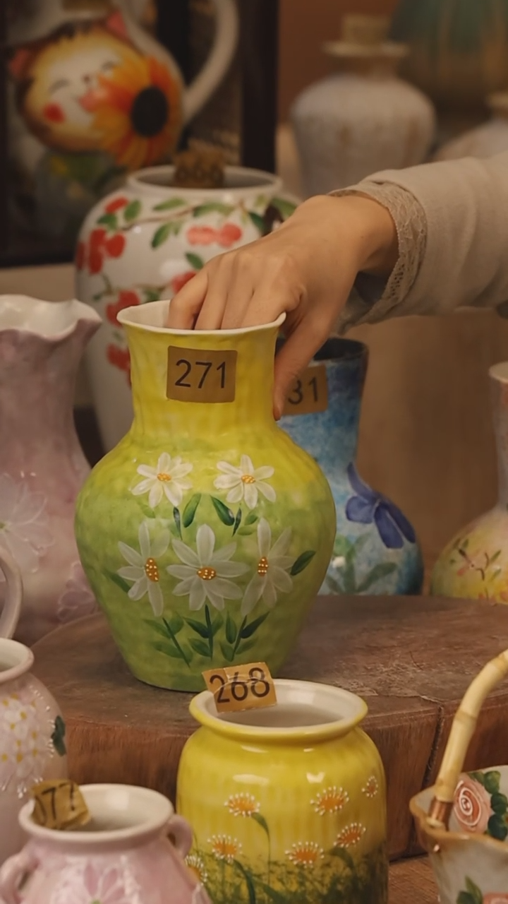 陶瓷景德镇设计师手作花器摆件侘寂风@M271@