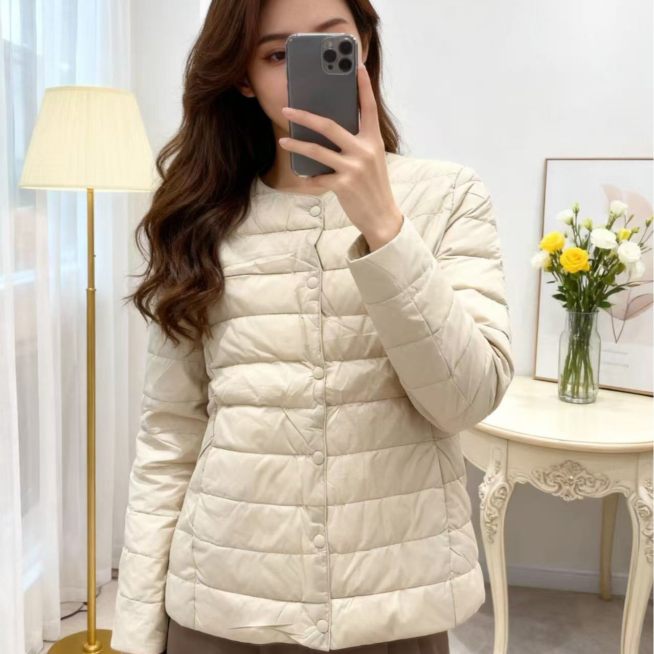 【mw1665】秋冬新款轻薄羽羽服女短款圆领内胆马甲薄款内搭轻便外套