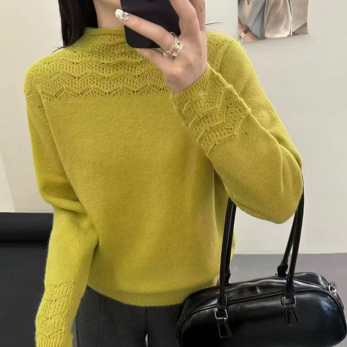 [ 云之梦绒 ] 港风定制钩花-软糯暖优雅气质精致女人针织毛衣A674