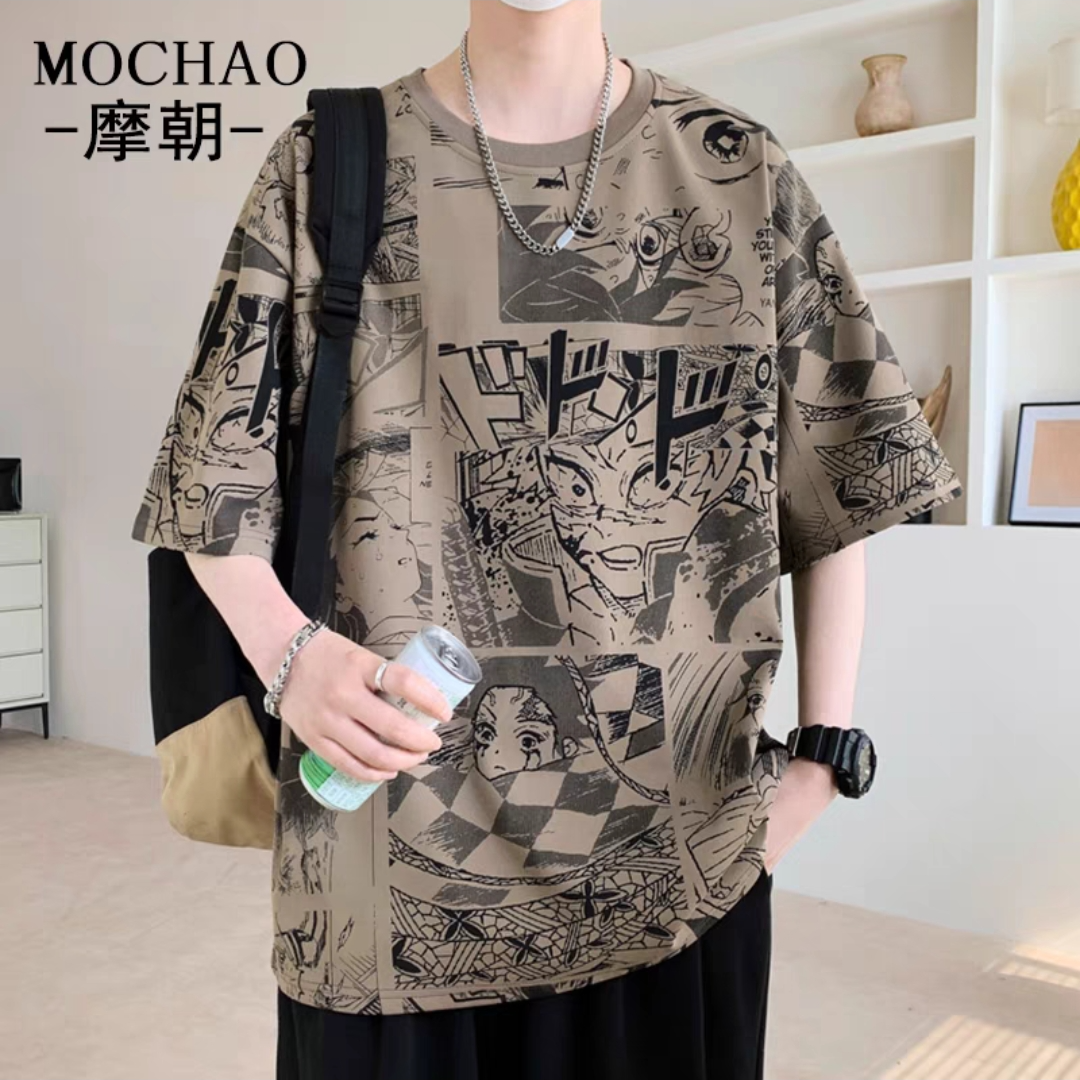 夏季夏装圆领韩版男短袖扎染T恤套装童装女童男童