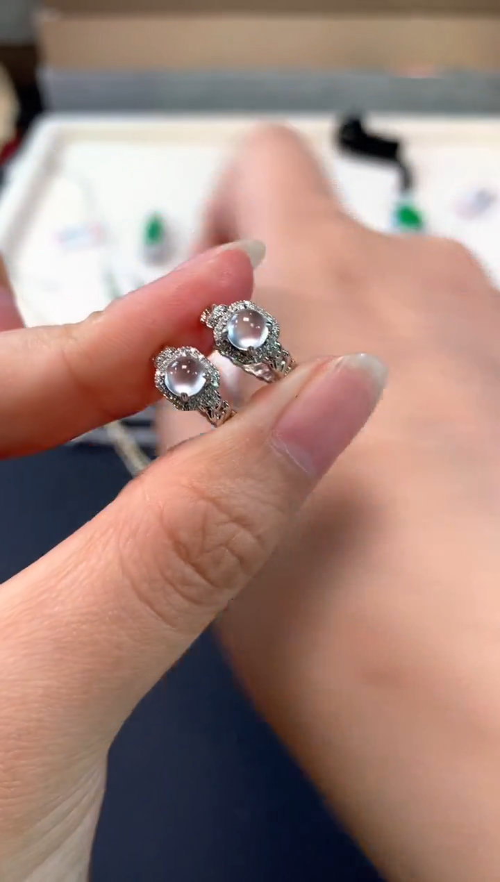 【闪购商品】翡翠耳饰18K金镶嵌A68|2480拍一发一