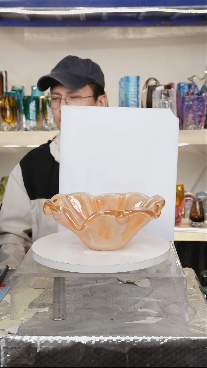宽26琉璃花瓶摆件正常手工痕迹福利