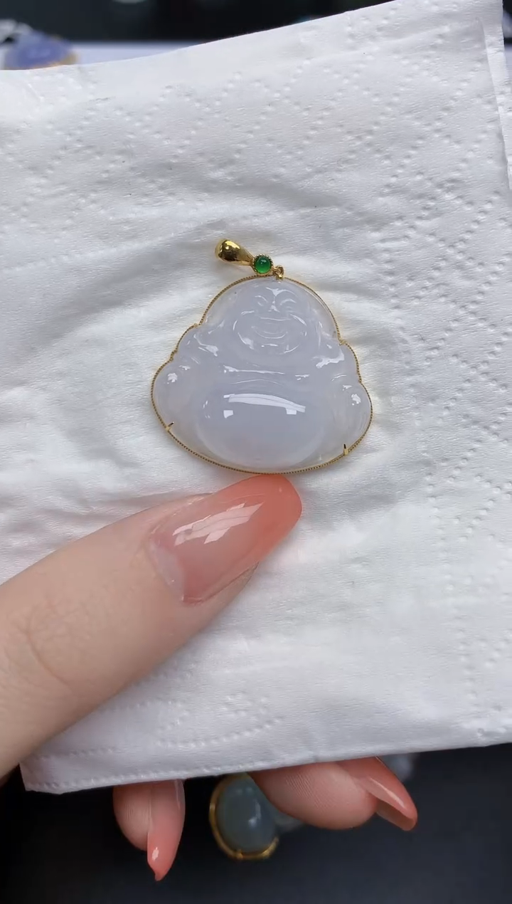 【闪购商品】翡翠颈饰18K金镶嵌天然缅甸翡翠A货