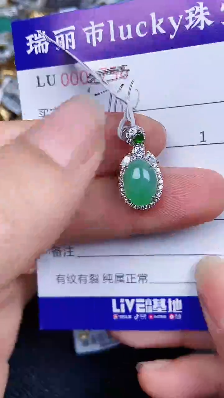 颈饰银S925镶嵌翡翠1760