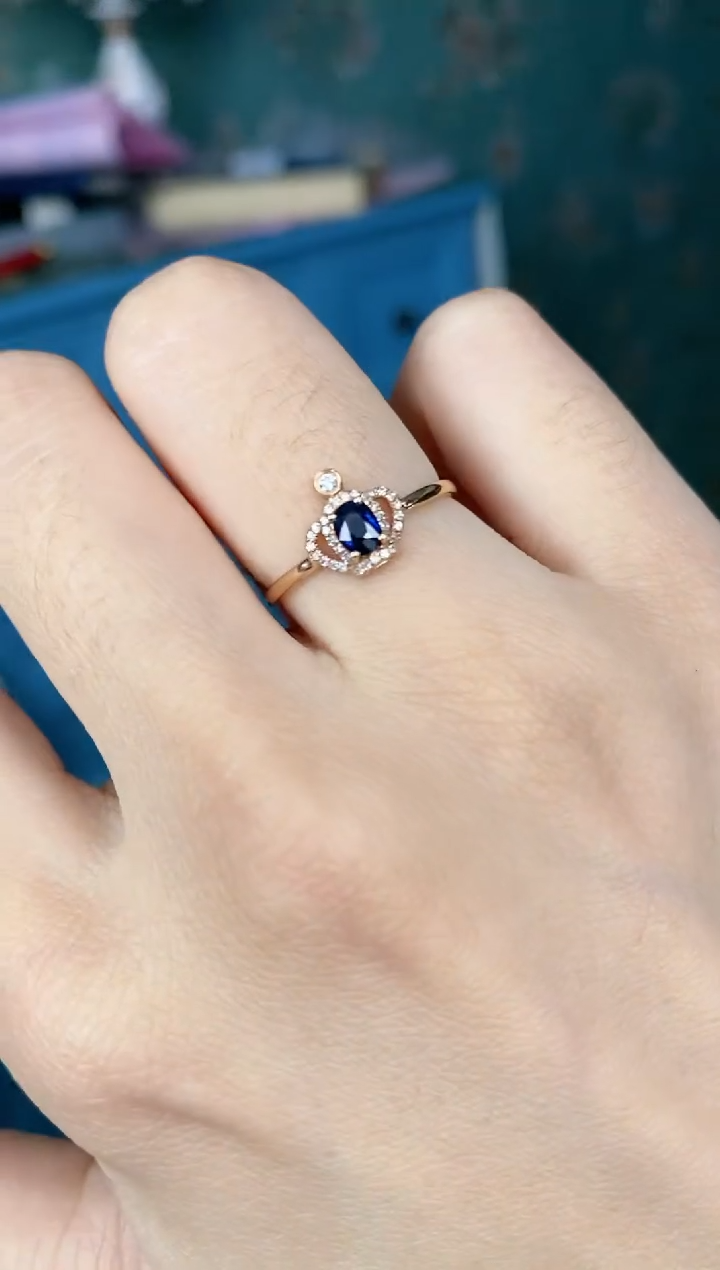 【闪购商品】蓝宝石戒指18K金镶嵌戒指