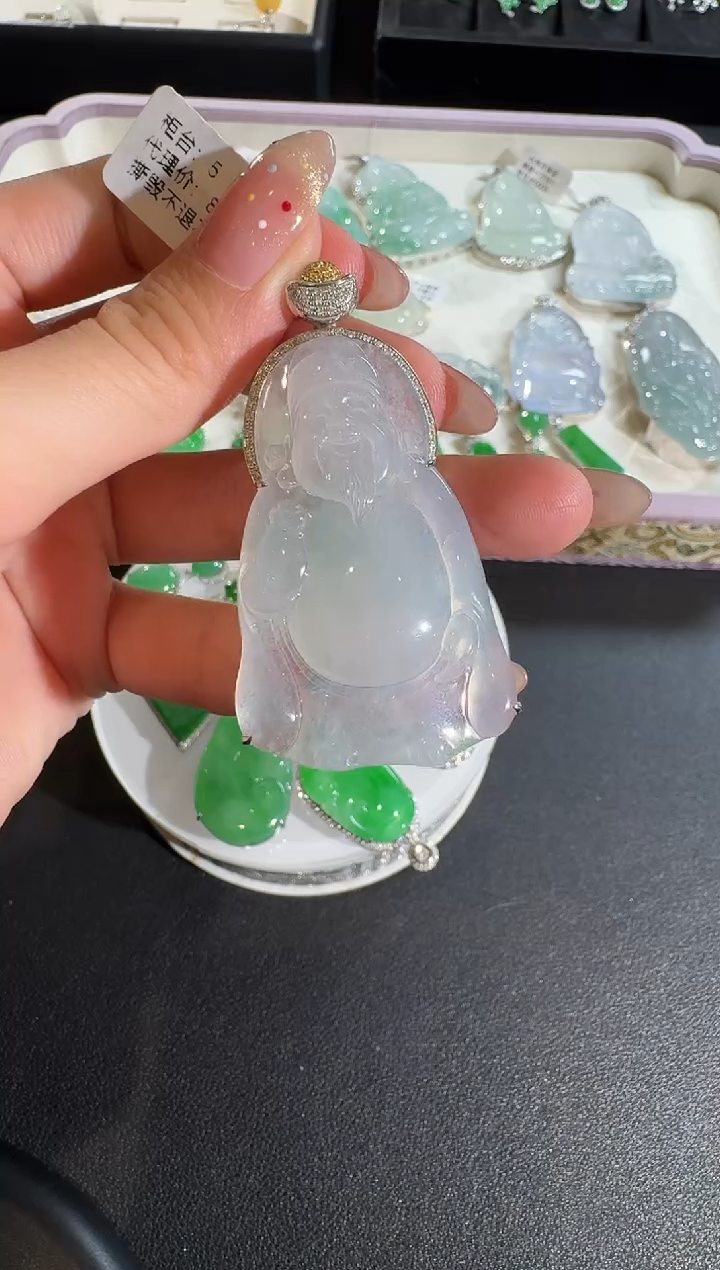 【闪购商品】翡翠吊坠(不含链)18K金镶嵌【源头工厂】钻石镶嵌