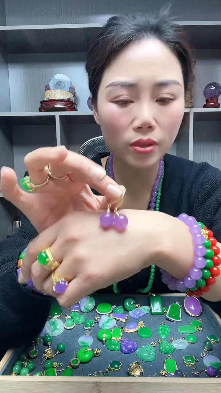 【闪购商品】翡翠耳饰14K金镶嵌耳饰