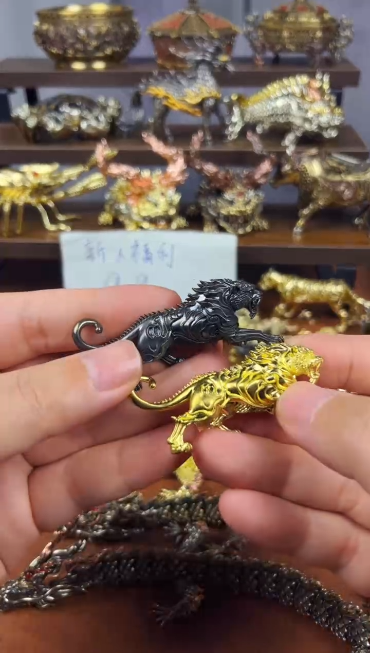 玄虎黑色黄铜摆件实心
