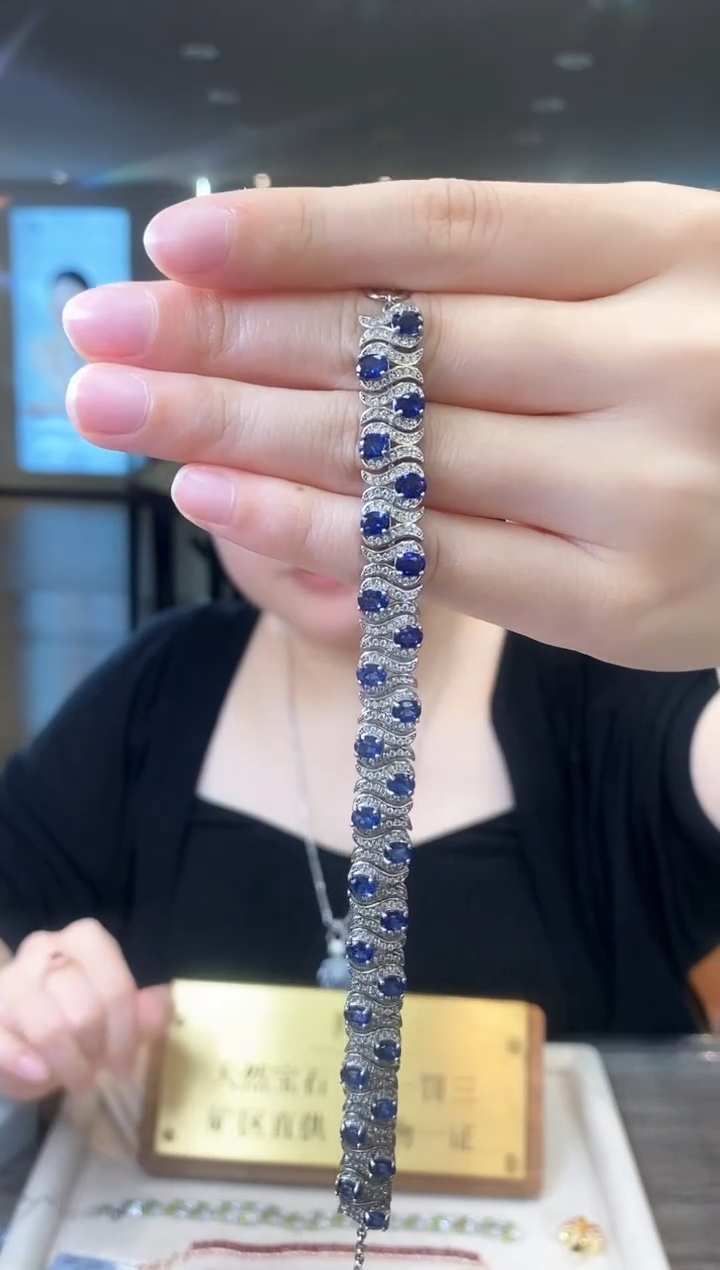 蓝宝石手链银S925镶嵌01