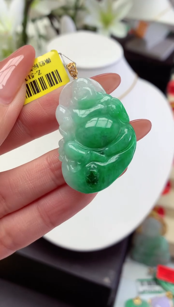 【闪购商品】翡翠颈饰18K金镶嵌挂件