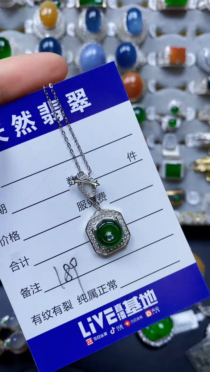 翡翠银S925镶嵌颈饰0189