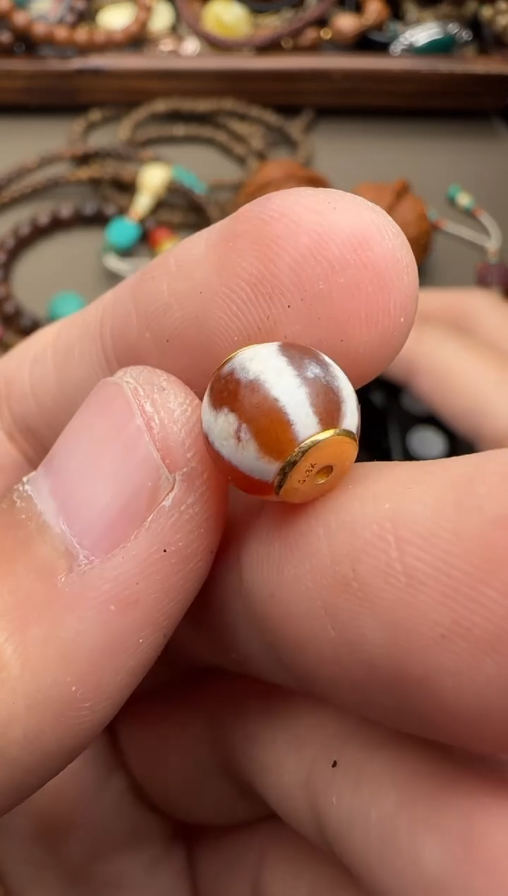 【闪购商品】玛瑙/玉髓珠子足金镶嵌珠子8321345483