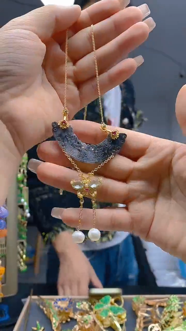 【闪购商品】翡翠耳饰合金305翡翠锁骨链