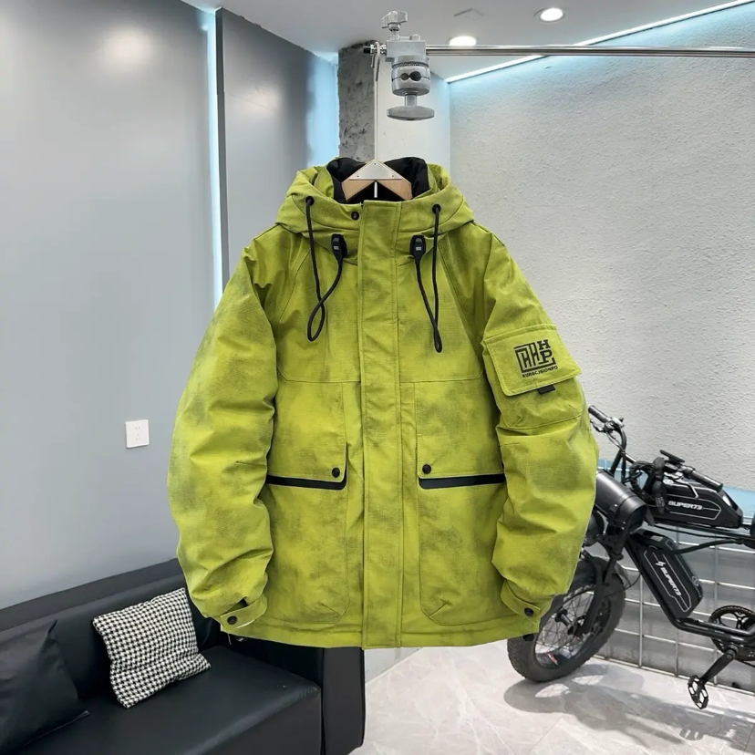 绿色#9920渐变韩版时尚休闲连帽冬季年新款加厚保暖外套