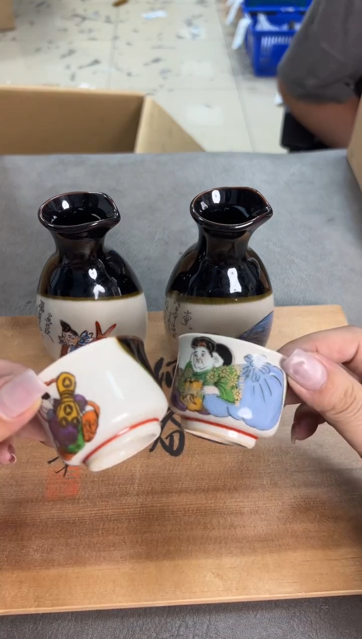 九谷 两壶五杯 瓷器瓷器瓷器瓷器