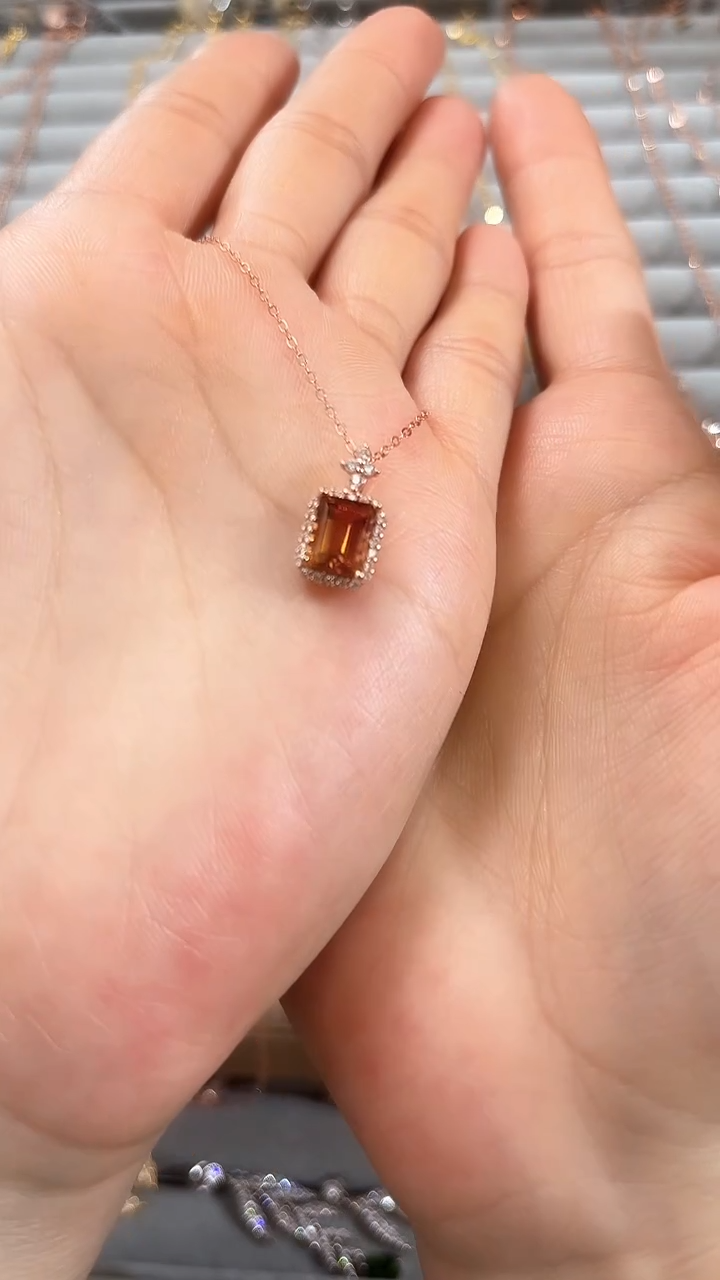 【闪购商品】黄晶颈饰银S925镶嵌s925银镶嵌黄水晶吊坠09