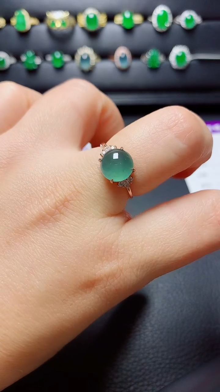 银S925镶嵌戒指翡翠天然翡翠A货s925银镶