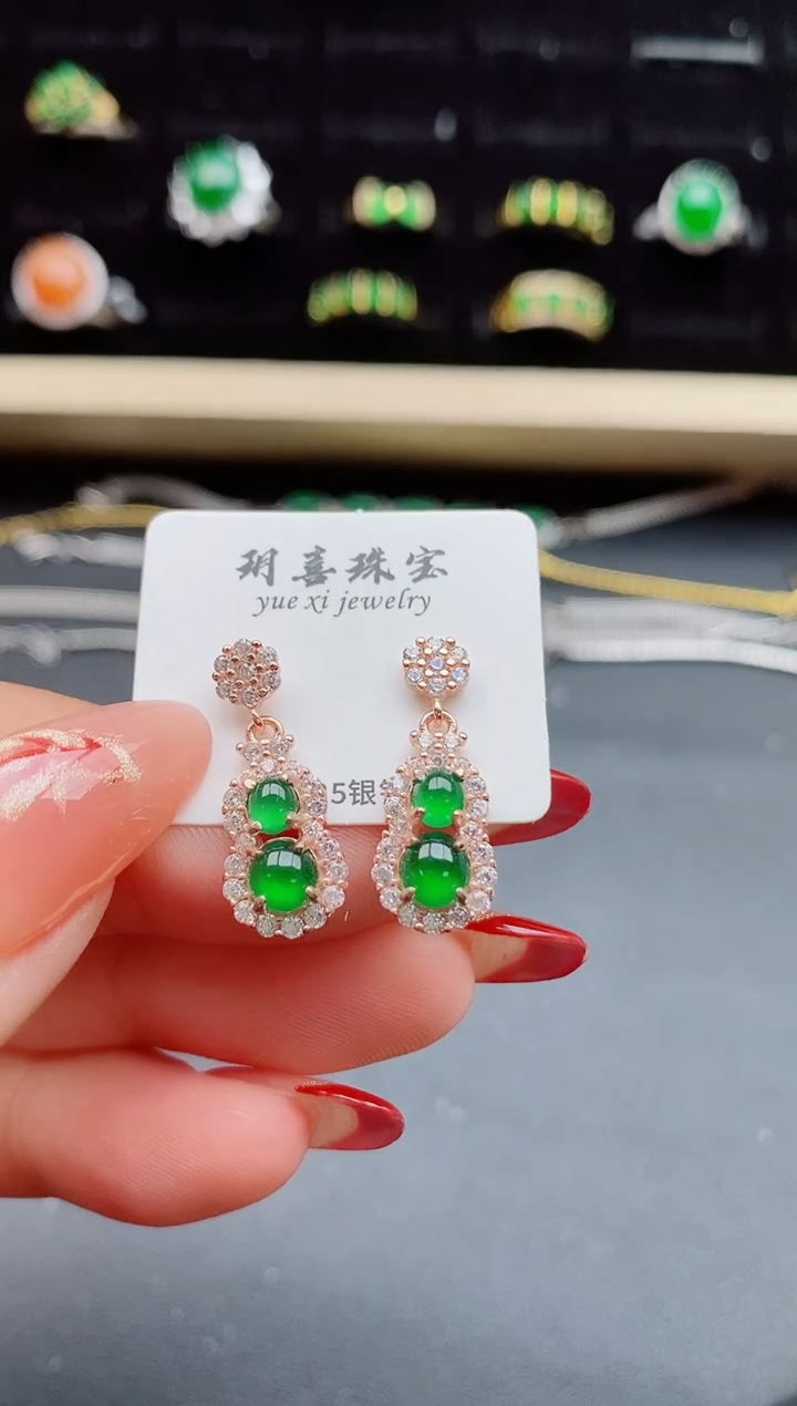 【闪购商品】翡翠耳饰银S925镶嵌321321