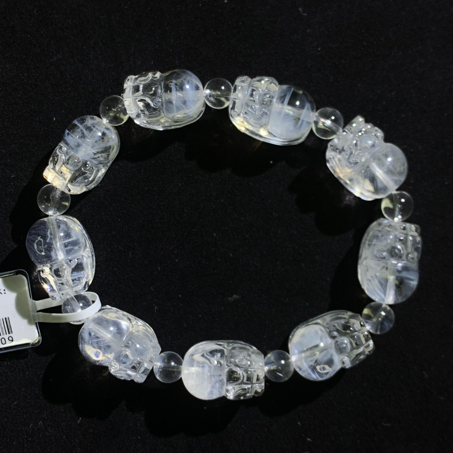 天然高货蓝针石貔貅单圈水晶手串（多样性发一）