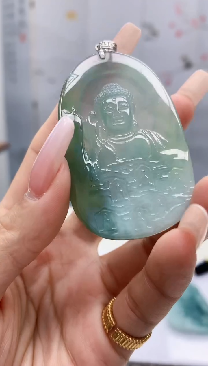 【闪购商品】定制翡翠18K金镶嵌5028lr-毛货挂件188