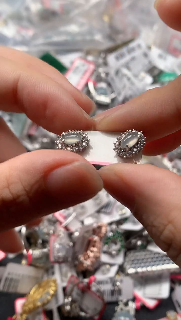 银S925镶嵌戒指翡翠天然A货缅甸翡翠