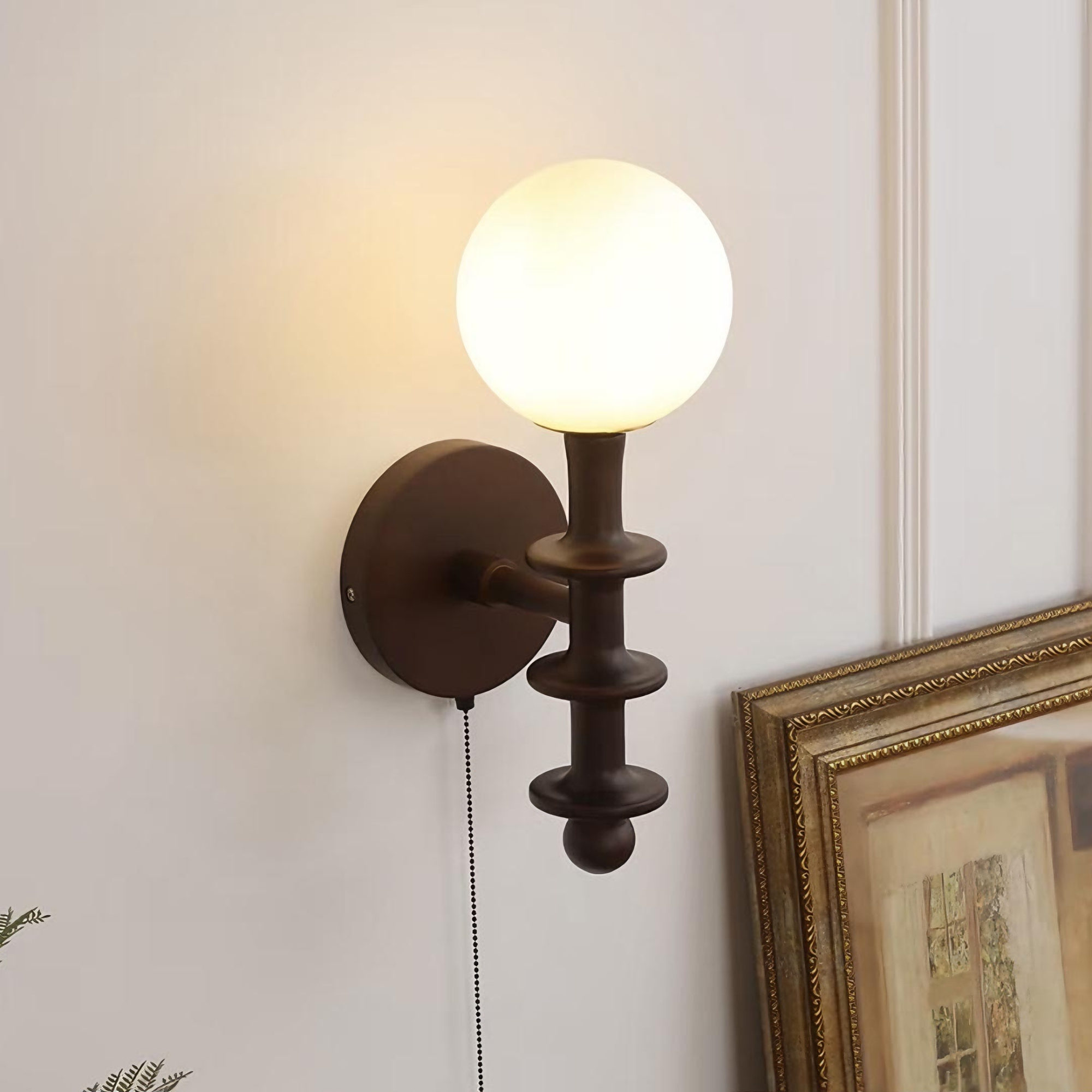 慕光中古实木卧室壁灯法式复古侘寂风床头灯设计师背景墙氛围灯具