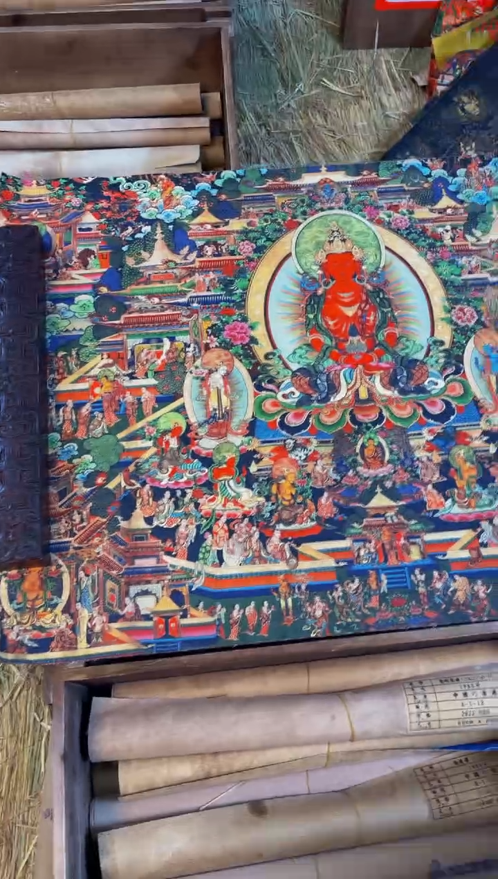 装裱画精品手绘唐卡链接--A008无量寿佛横幅