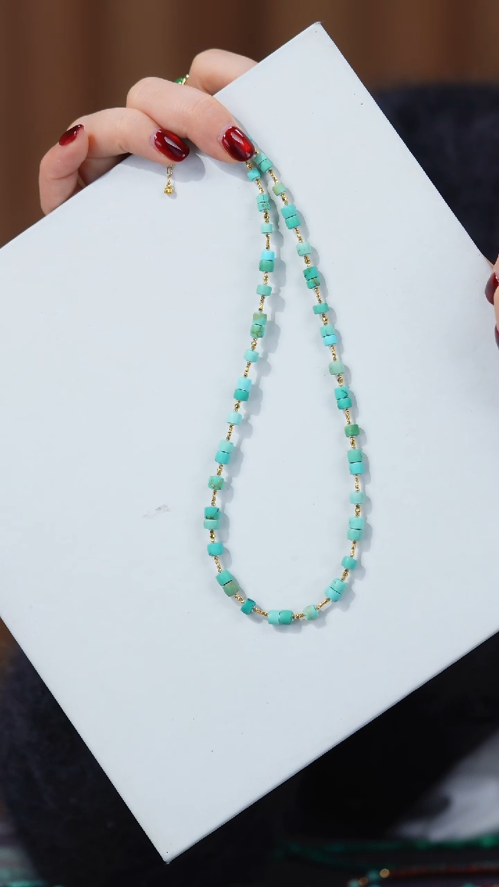 【闪购商品】绿松石项链18K金镶嵌1