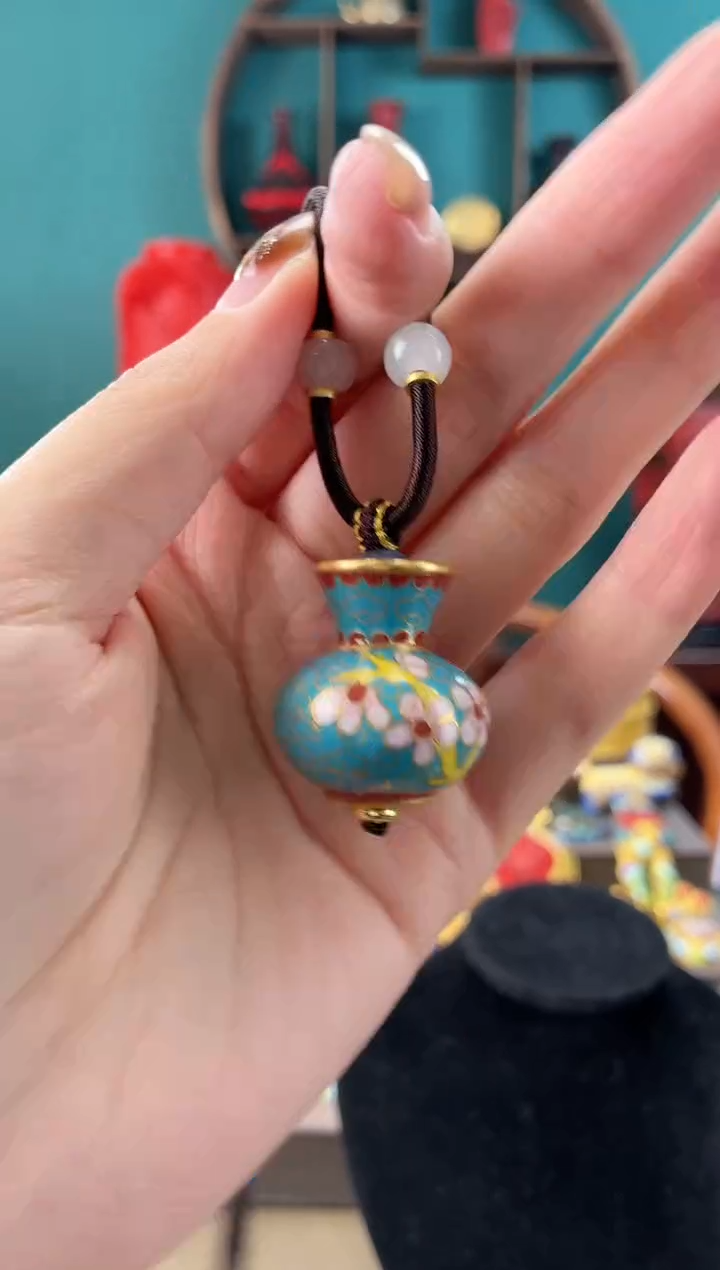 每**看非遗手工景泰蓝小瓶子吊坠天蓝