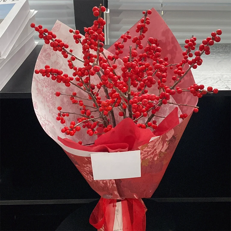 冬日『年年胜意』元宵节礼物北美冬青花束一束元宵花束送长辈送老婆鲜花小时达鲜花同城送花上门