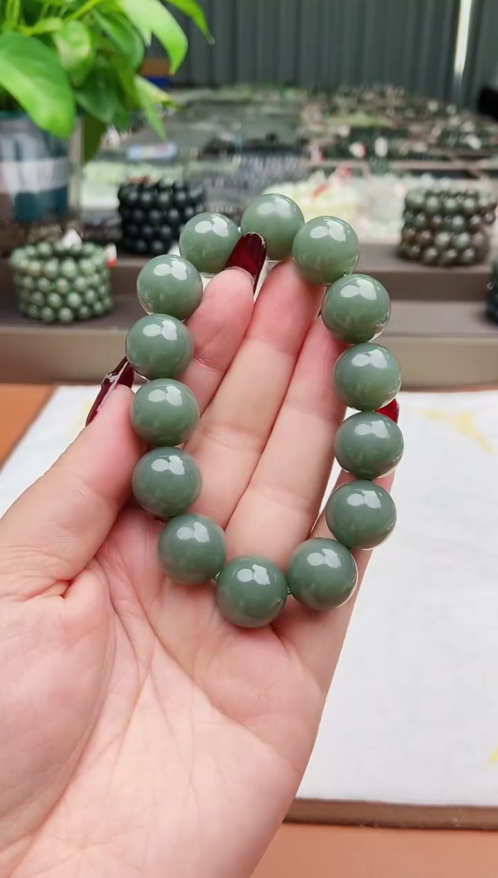 【闪购商品】和田玉手串未镶嵌纯天然和田玉新疆且末海蓝之谜16