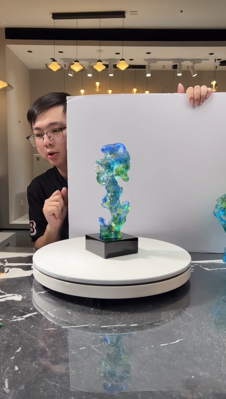 摆件巴比特美学-蓝绿小号太湖石+底座