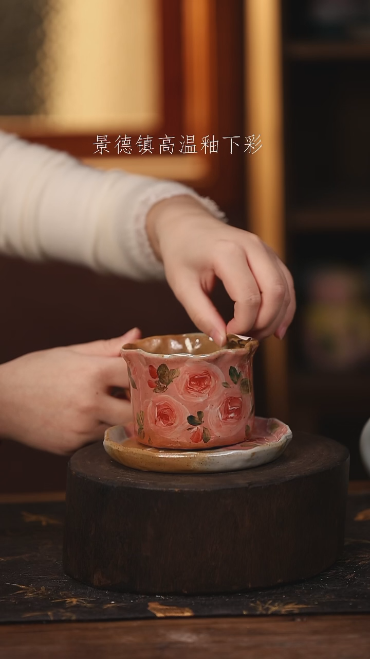 陶瓷景德镇高温釉下手绘陶瓷@L005@