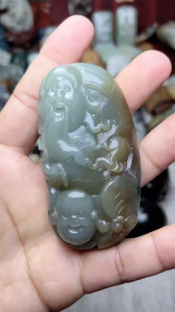 和田玉未镶嵌把件-