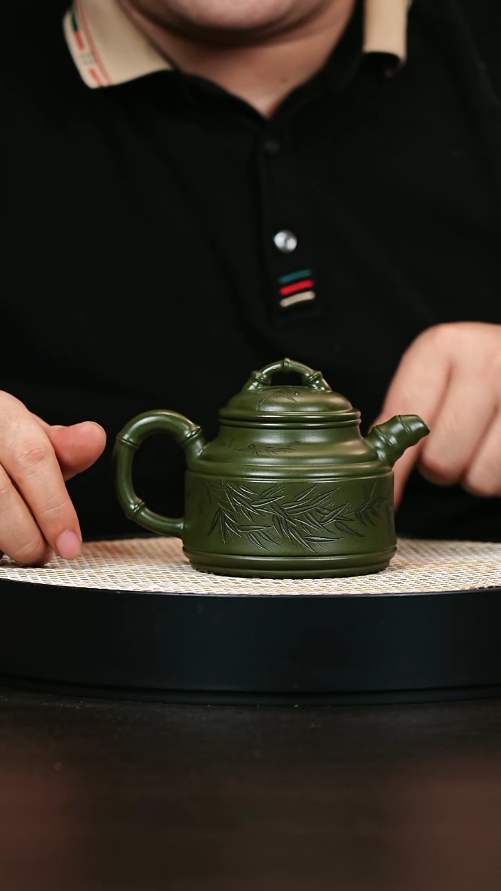 茶壶紫砂竹鼎 绿泥