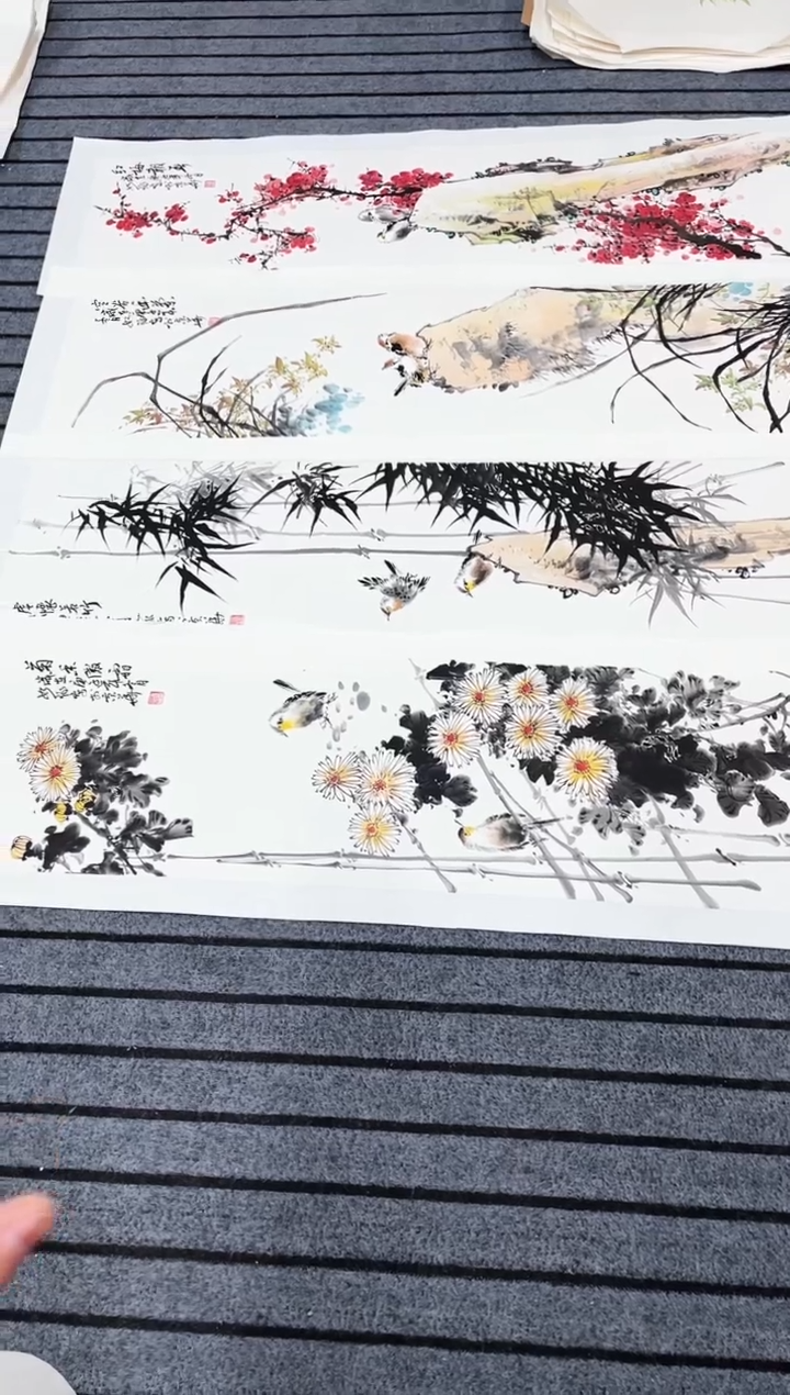 精品国画花鸟作品条屏