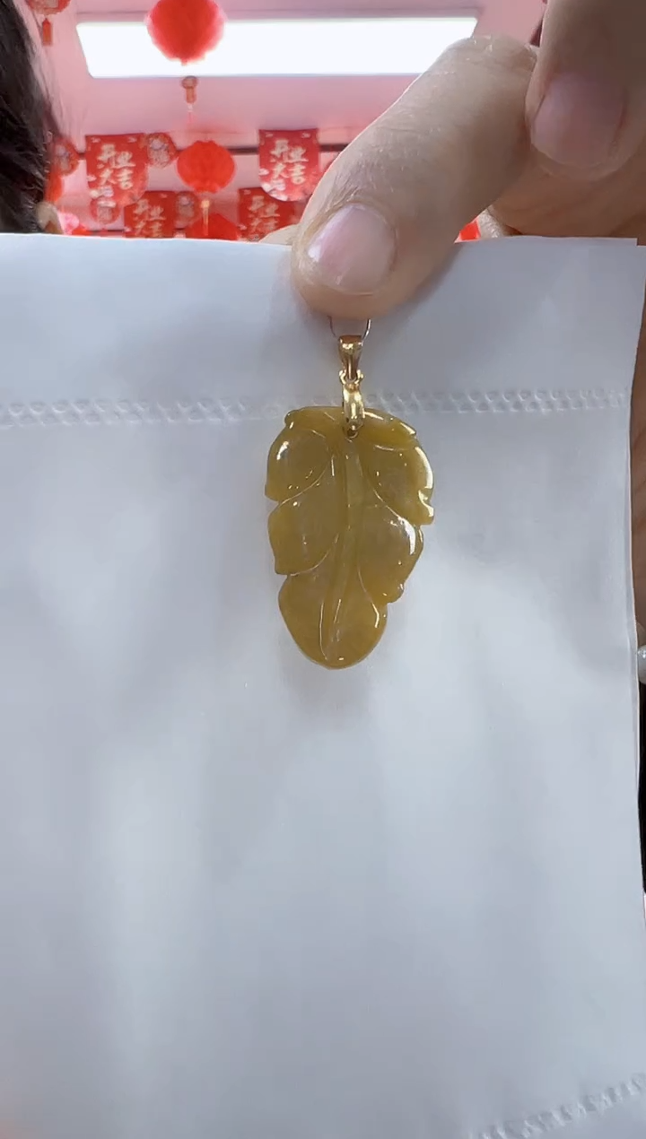 【闪购商品】翡翠颈饰未镶嵌孤品叶子