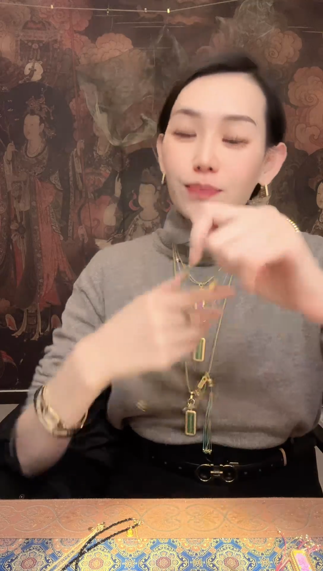 吊坠绿色链子链子 