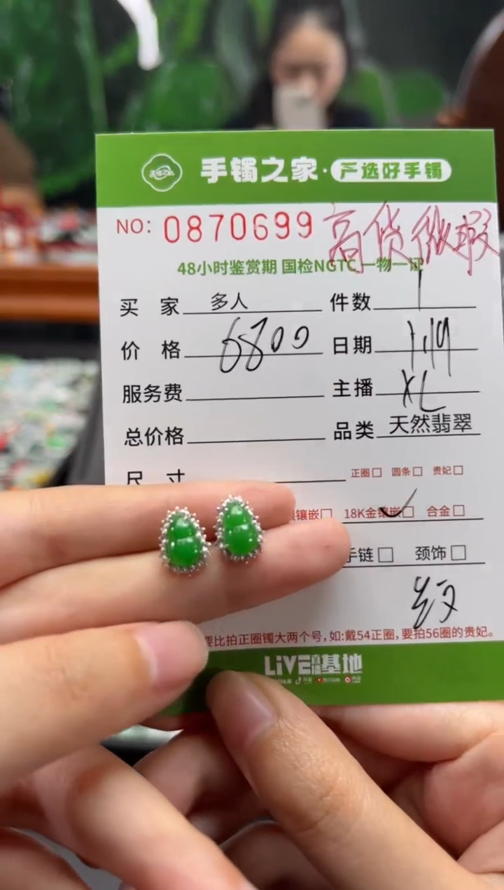 【闪购商品】翡翠耳饰18K金镶嵌多人