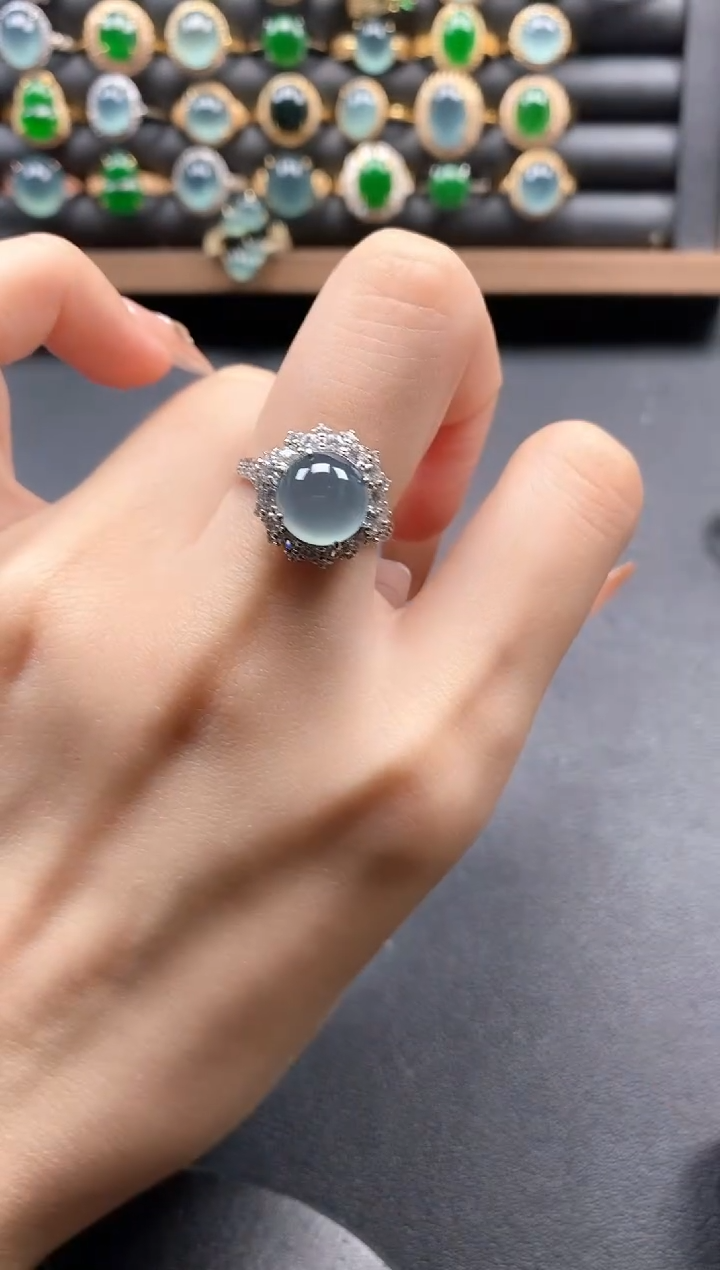 银S925镶嵌戒指翡翠51151