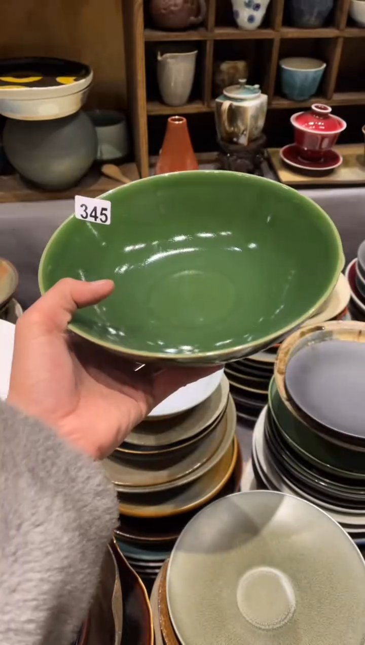 【闪购商品】瓷片345  微瑕翠绿大锅盘1个