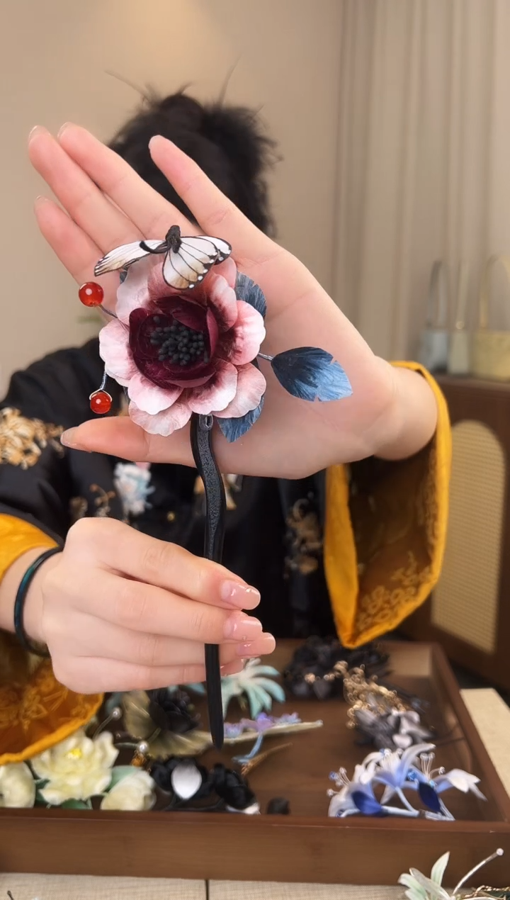 刺绣香**拉牡丹花发簪