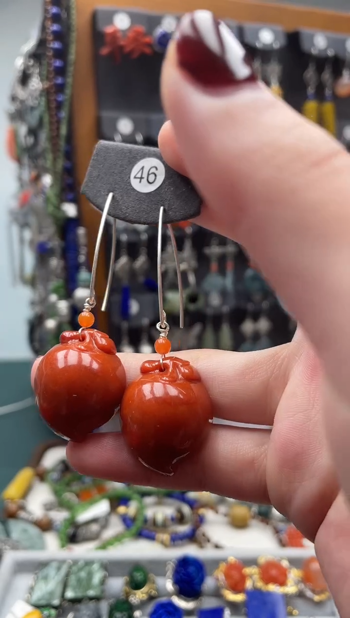 【闪购商品】翡翠耳饰银S925镶嵌饰品