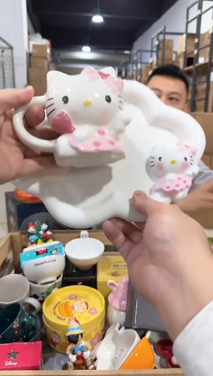 瓷片原盒kt猫天使一杯一碟