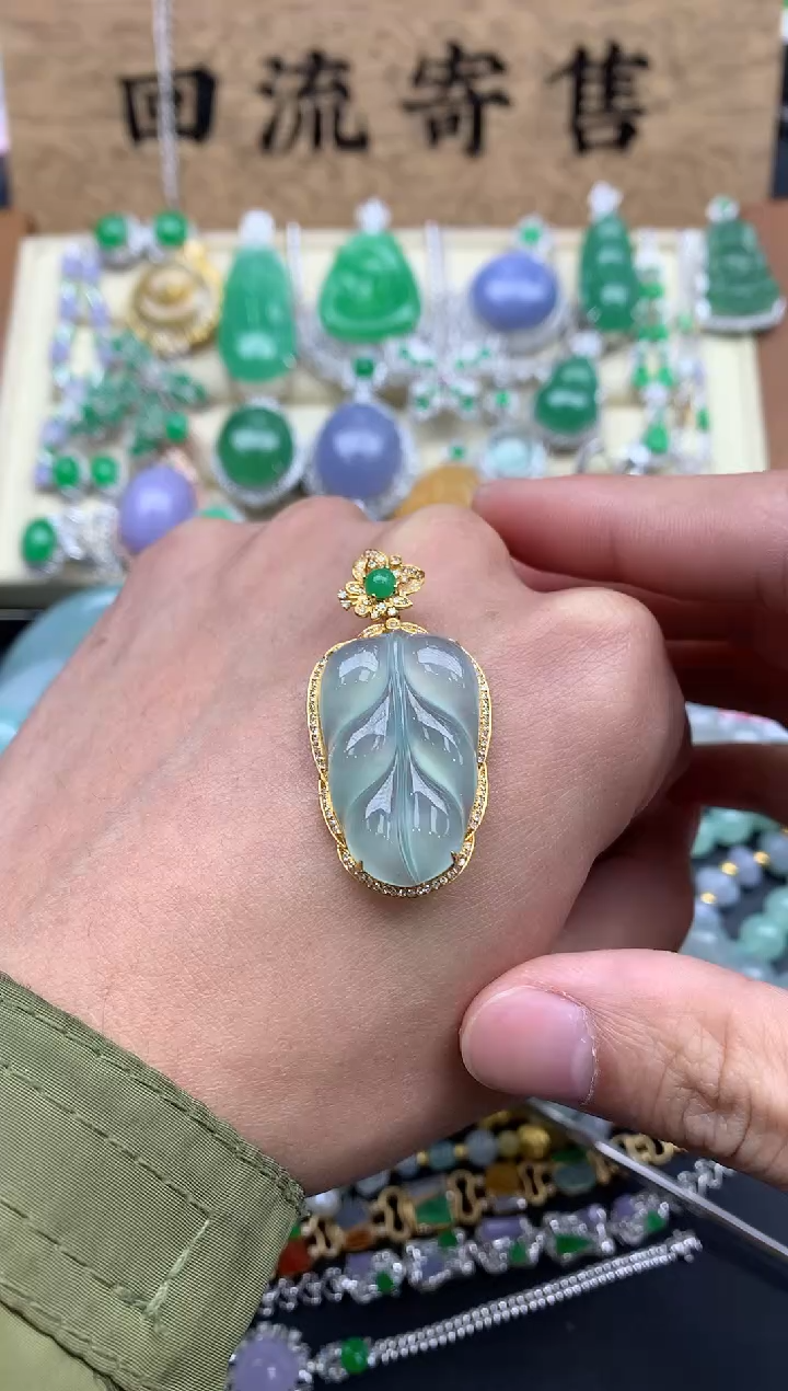 【闪购商品】翡翠颈饰18K金镶嵌191--中国好珍宝