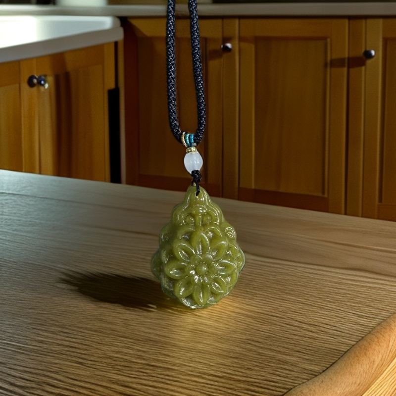 岫玉 格桑花吊坠