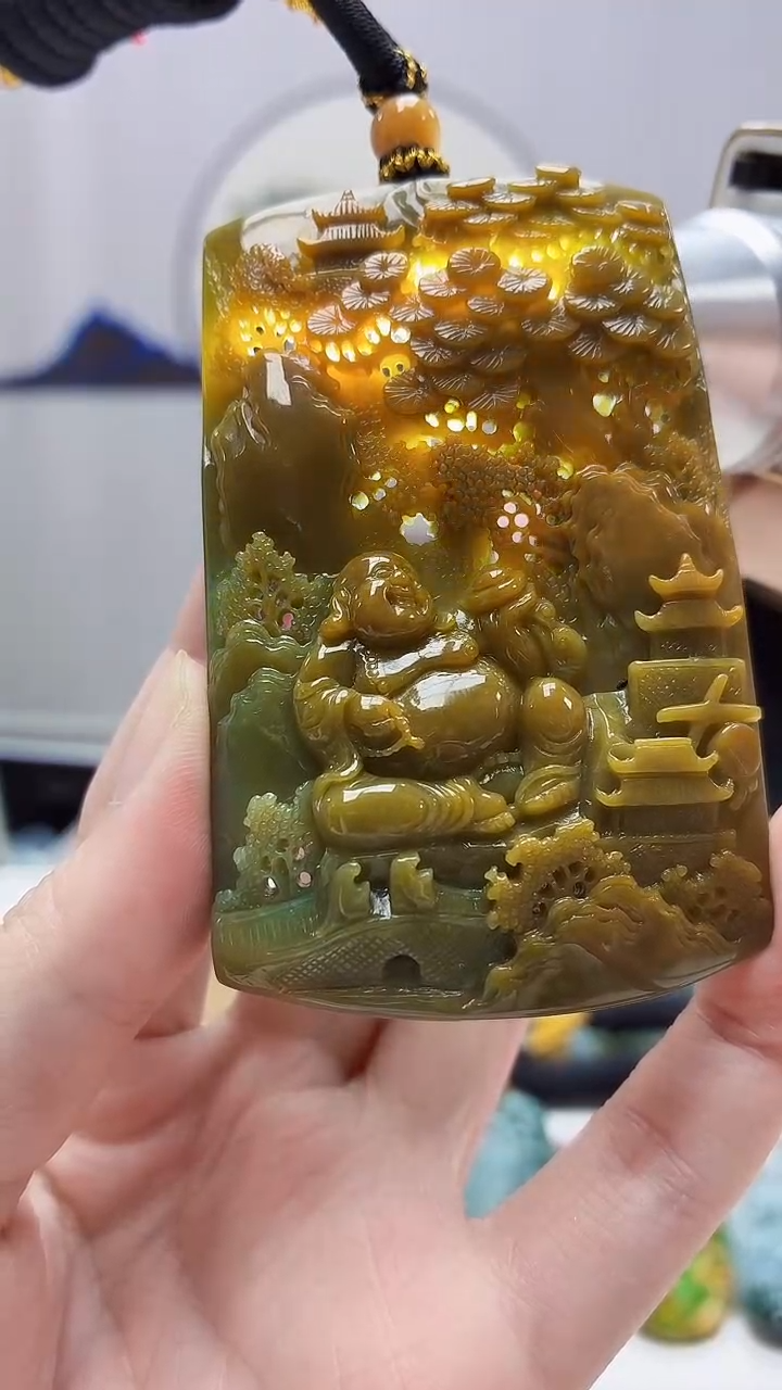 未镶嵌定制翡翠5060zm-毛货挂件佛公94