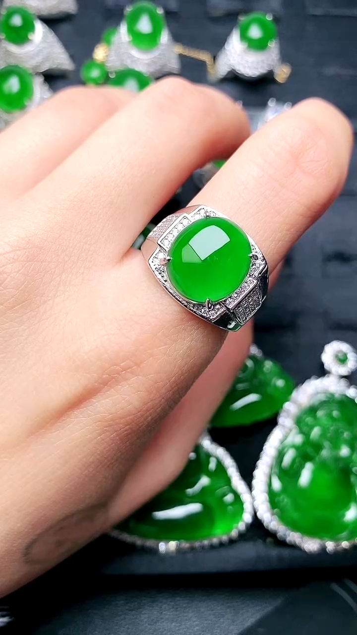 【闪购商品】翡翠戒指银S925镶嵌男戒