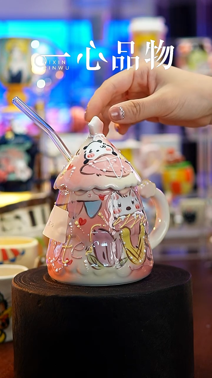 杯子瓷125-2景德镇手工手绘杯子摆件